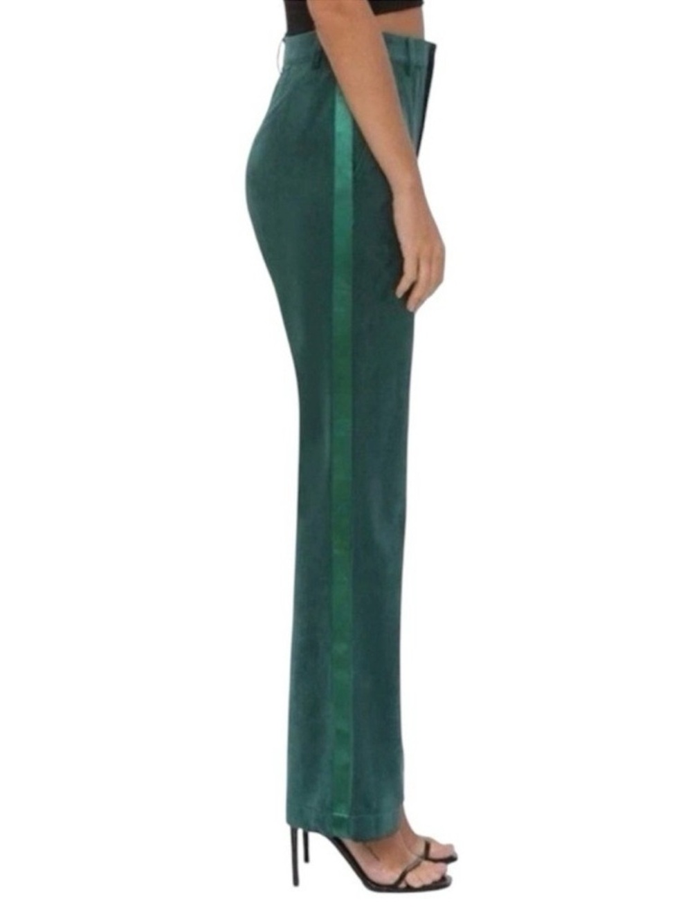Avec Les Filles Satin Side Stripe Velvet Pants